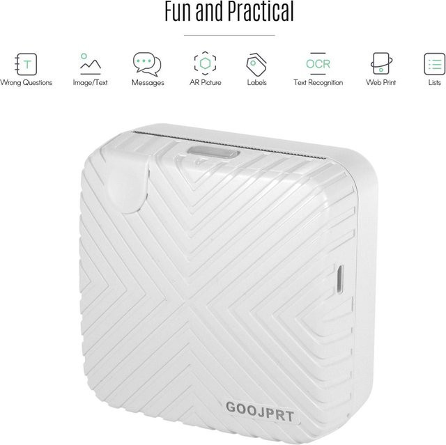 GOOJPRT P6 Pocket Mini-Drucker, tragbarer Bluetooth Thermo-Etikettendrucker, weiß - Bild 1