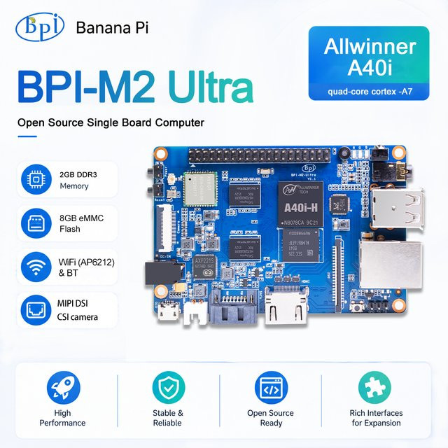 Banana Pi BPI-M2 Ultra Mini Einplatinen-Computer in Blau mit Quad-Core AllWinner A40i Open-Source-Hardware - Bild 1