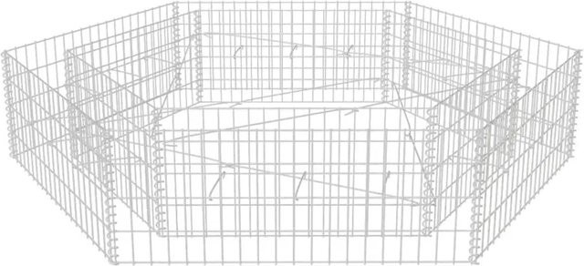 vidaXL Sechseckiges Gabionen-Hochbeet aus verzinktem Metall in Silber, B/T/H: 200 x 173 x 40 cm - Bild 1