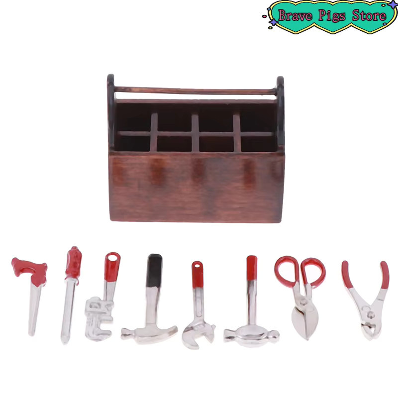 GCDHome Miniatur Holz Toolbox Set als Desktop Dekoration in Braun im rustikalen Design - Bild 5