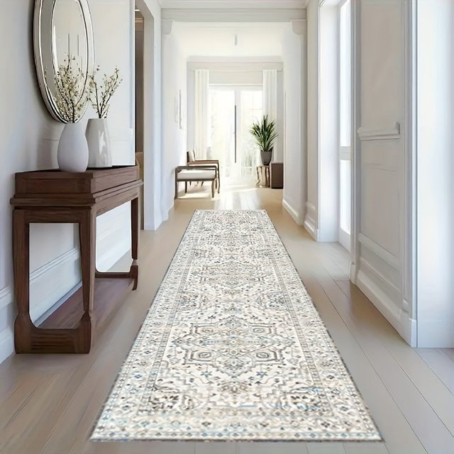 VIKAMA Vintage Boho Teppich mit Streifen aus Kristall-Samt für Wohnzimmer und Schlafzimmer, B/T: 160 x 50 cm - Bild 1