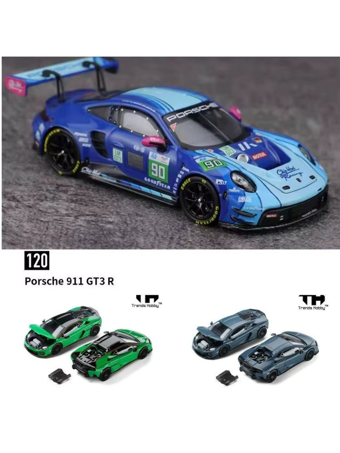Bburago 911 GT3 R LeMans 24H LMGT3 2025 Chip Hart Racing Temerario Modellauto, 1:64, Blau, Grün - Bild 2