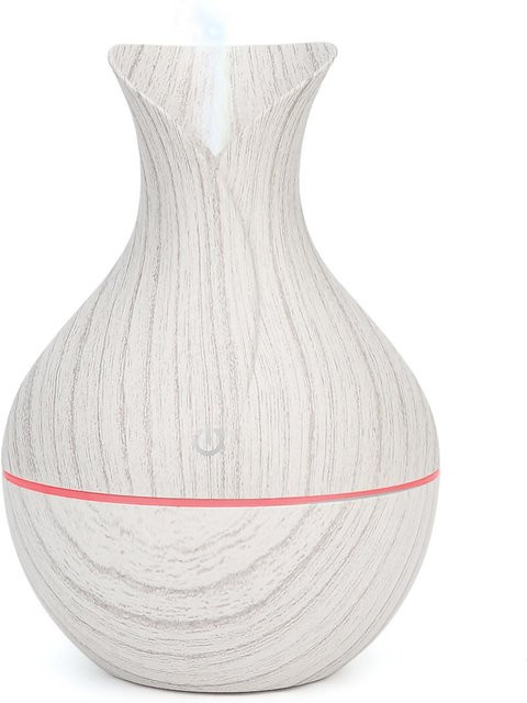 DIYelecs Ultraschall Luftbefeuchter und Luftreiniger aus Holz mit USB-Anschluss, 7-farbiger LED-Beleuchtung und Duftfach, Weiß - Bild 1