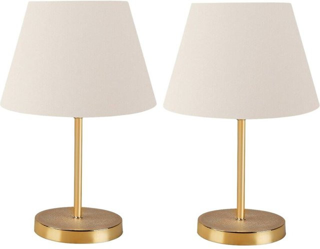 Opviq Tischleuchten 2er Set AYD-2339 in Creme aus Metall mit E27 Fassung, B/H/T: 22 x 37 x 22 cm - Bild 1