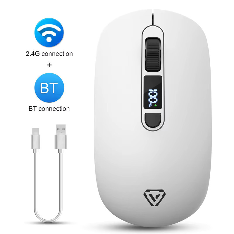 OnePlus kabellose Bluetooth und 2.4G Maus mit Smart-Display, leise und wiederaufladbar, für Bürocomputer und Laptops, erhältlich in Weiß oder Violett - Bild 5