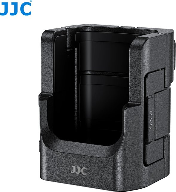 JJC Erweiterungsadapterhalter für DJI Osmo Pocket 3 und Pocket 4 mit Cold-Shoe-Halterung, LED-Licht und Mikrofonhalterung, Schwarz - Bild 1