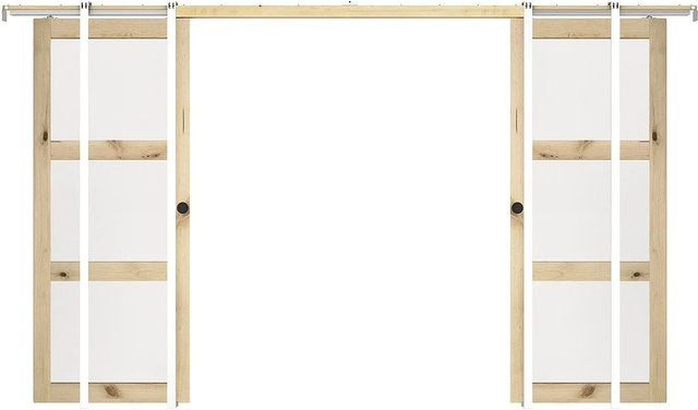 Schiebetür Acosta II in Beige mit Holzoptik, Breite: 93 cm - Bild 1
