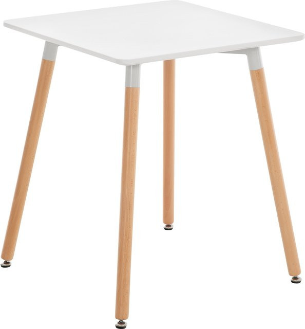 CLP Küchentisch Viborg Esstisch im skandinavischen Design mit MDF Tischplatte und Buchenholzgestell in Braun - Bild 1