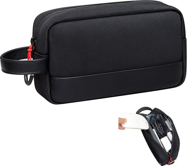 Halilulu Tragbare Reise-Organizer-Tasche für digitales Elektronikzubehör in Schwarz mit Mesh-Fächern - Bild 1
