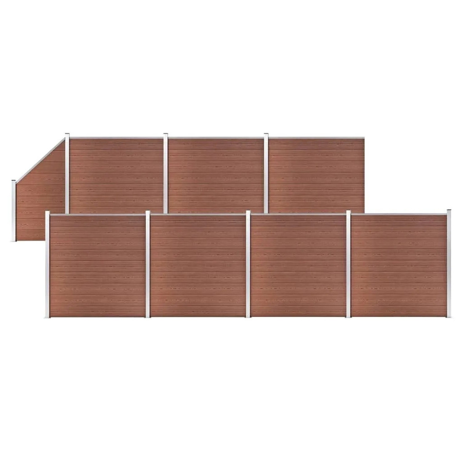 vidaXL WPC Zaun-Set aus Aluminium in Braun mit 7 Quadraten und 1 Schräge, B/H: 1311 x 186 cm - Bild 2