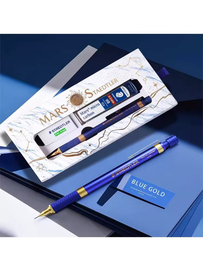 STAEDTLER MARS Limited Edition Druckbleistift 0,5 mm HB in Gold/Silber/Blau mit Geschenkbox - Bild 5