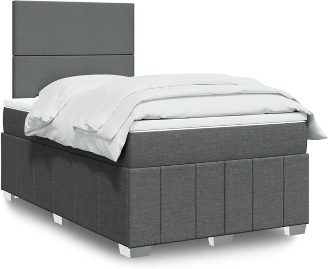 vidaXL Boxspringbett mit Matratze in Dunkelgrau, Hybridbett mit USB-Ladeport und Unterbettbeleuchtung, B/T: 120 x 200 cm - Bild 1