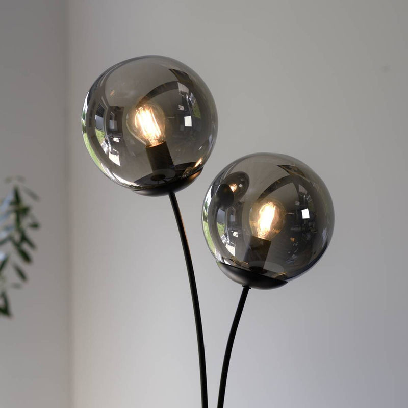Just Light Tischleuchte Big Widow 2-flammig Schwarz mit Rauchglas und Metall B/H: 33,5 x 60 cm - Bild 3