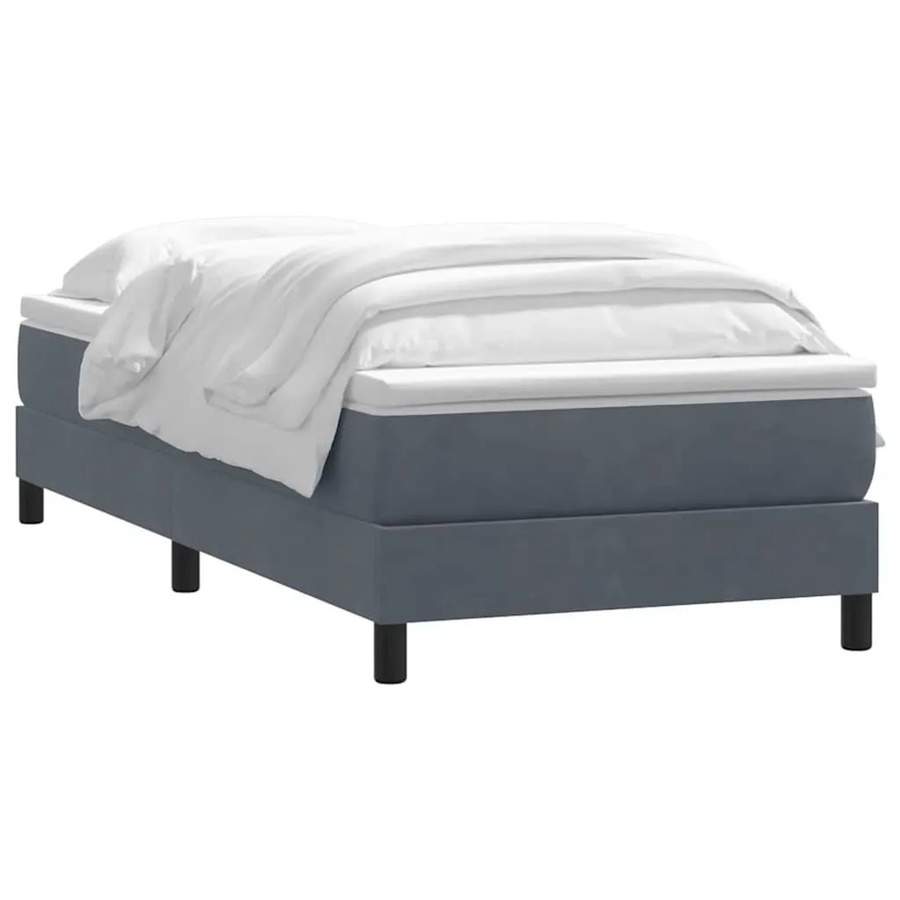 vidaXL Boxspringbett mit Matratze Dunkelgrau Samt B/T/H: 80 x 210 x 25 cm - Bild 2