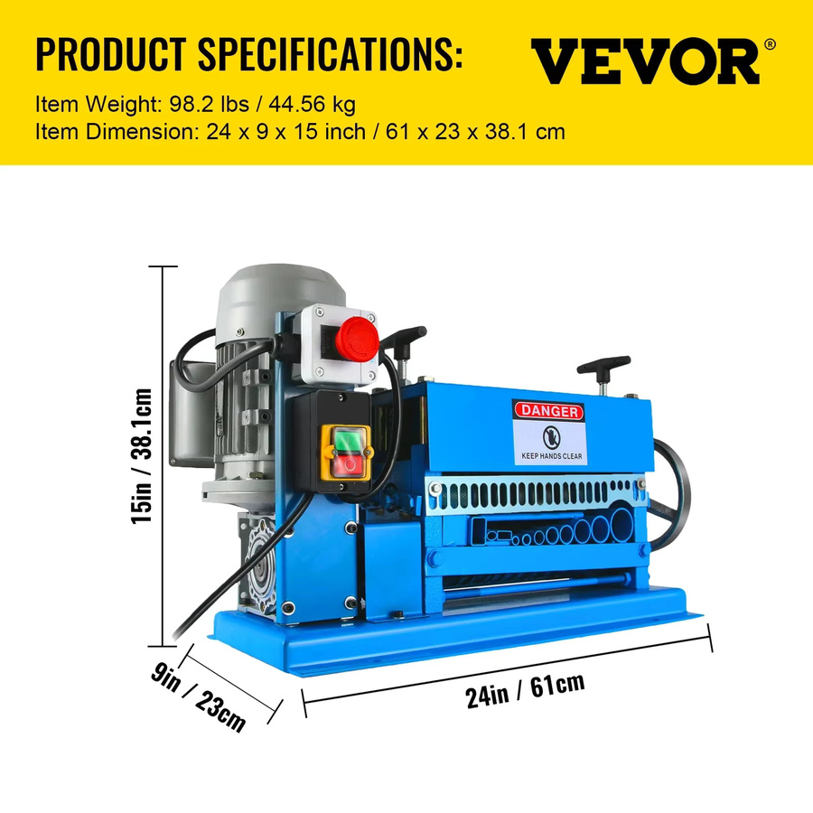 VEVOR Kabelabisolierer mit 11 Kanälen und 10 Klingen für 1,5mm-38mm, Blau - Bild 4