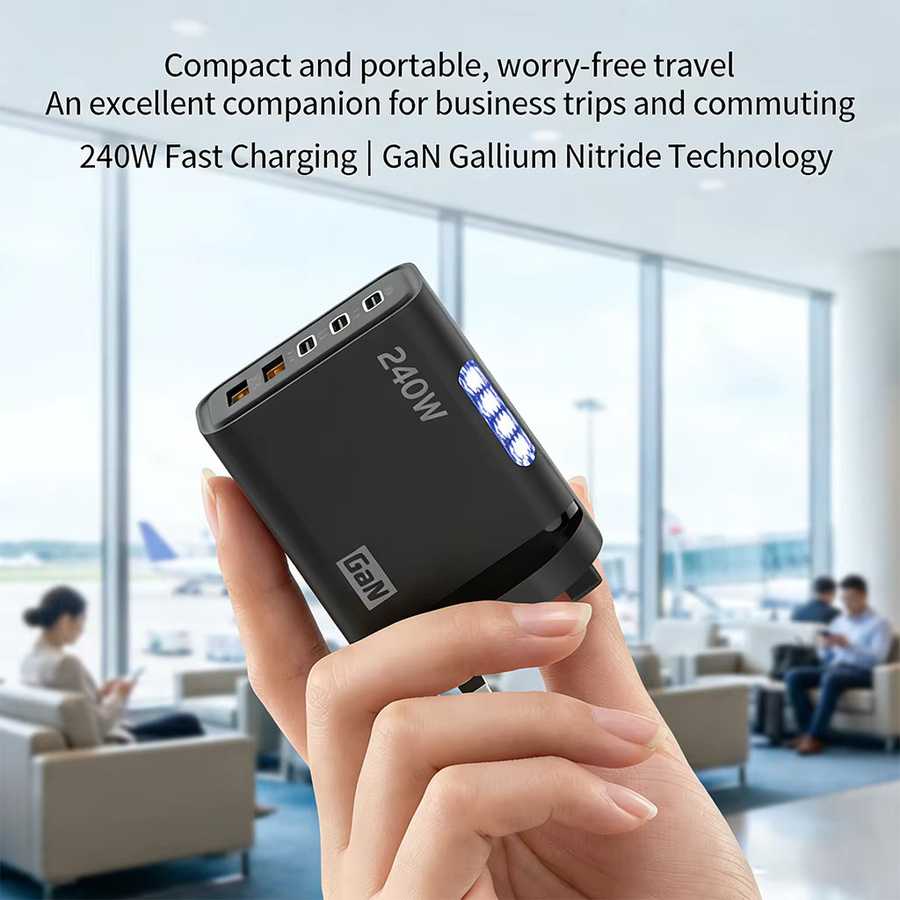 OBHO 240W GaN-Ladegerät mit Status-LED, 3 USB-C PD-Anschlüssen und 2 USB-A QC3.0 Anschlüssen - Bild 4