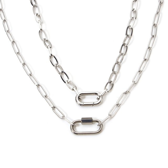 DoreenBeads Halskette, Büroklammer Gliederkette, Edelstahl, Silber, 46,5 cm, Unisex - Bild 1