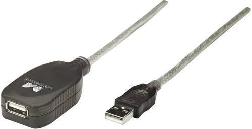 Manhattan USB 2.0 Kabel mit USB-A Stecker und USB-A Buchse in Transparent, Länge: 5,00 m - Bild 1