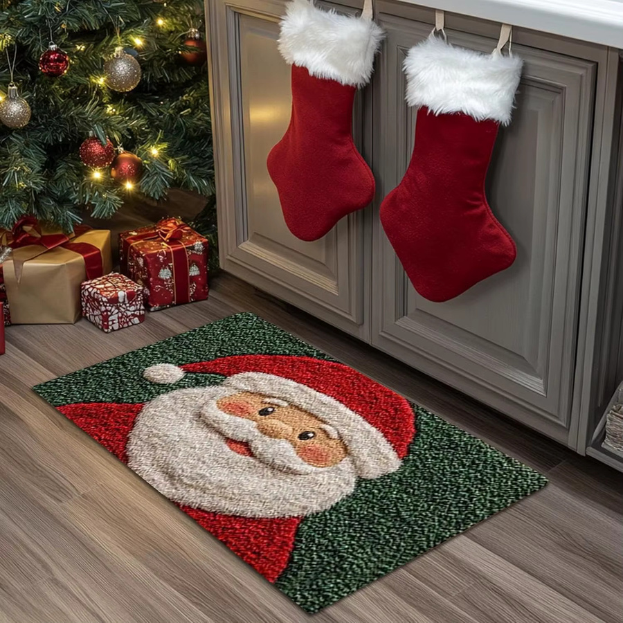 VIKAMA Weihnachtsmann Badezimmerteppich als weiche Weihnachts-Fußmatte für Innen und Außen zur Dekoration - Bild 2