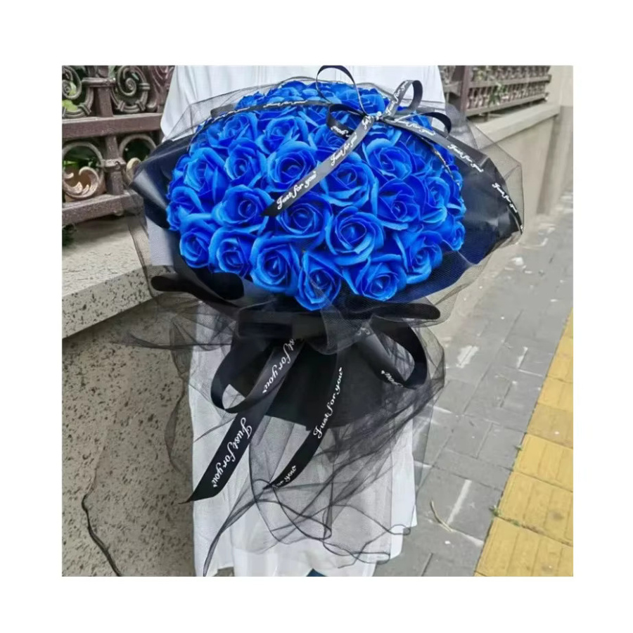 Aqumotic Kunstrosen Bouquet in Blau als dekorativer Blumenstrauß für den Tisch - Bild 2