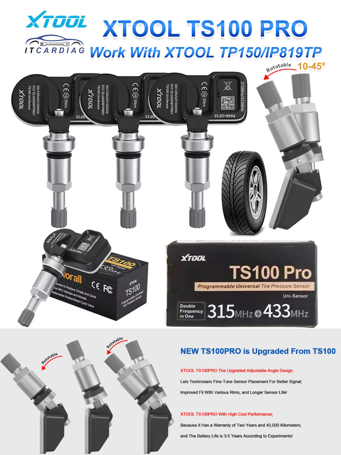 XTOOL TS100 PRO 2 in 1 TPMS Sensor Tester und Programmiergerät für 315 MHz & 433 MHz in Schwarz - Bild 5