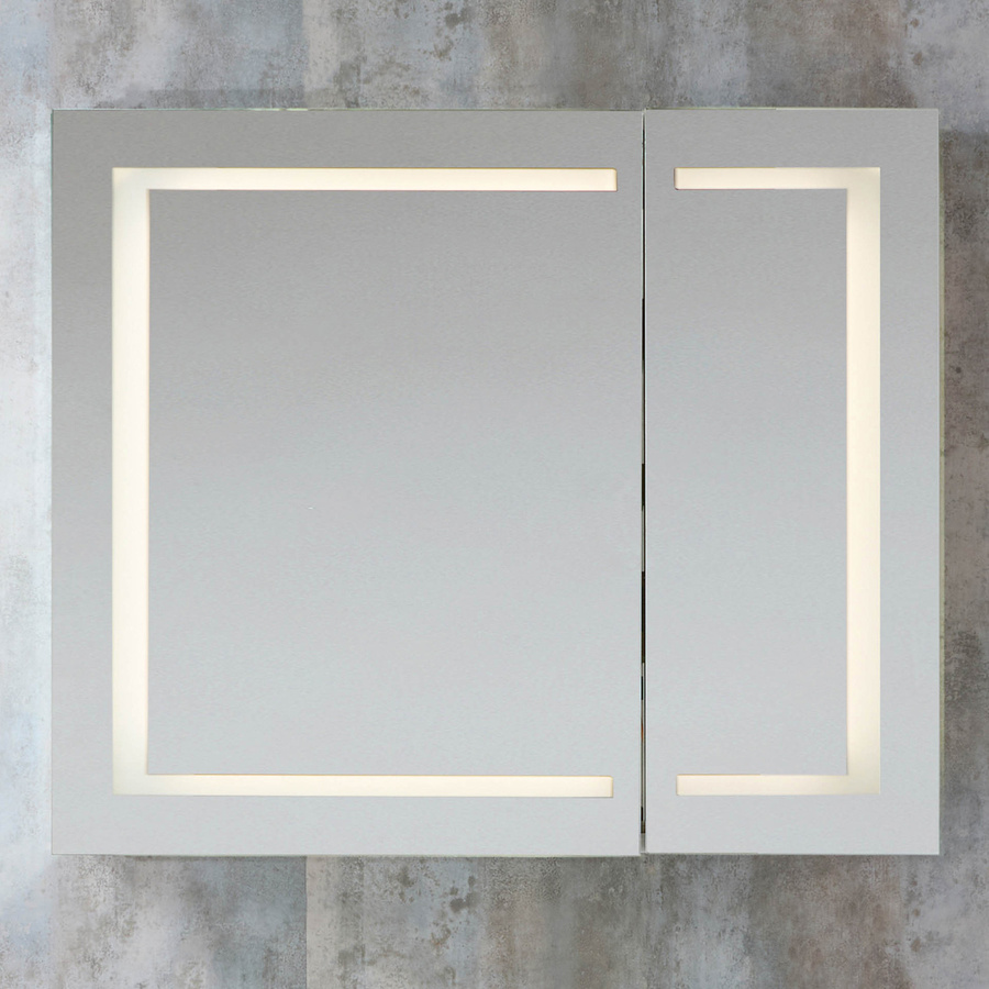 Moderner Spiegelschrank Athos von Hudson Reed mit LED-Beleuchtung, Anti-Beschlag-Funktion und Sensor-Schalter, Weiß, B: 90 cm, H: 75 cm, T: 12 cm - Bild 1
