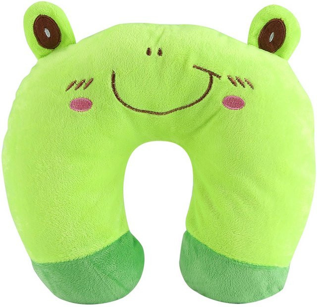 CosyHome U-förmiges Reise-Nackenkissen Frosch in Grün aus weicher Baumwolle und Polyester - Bild 1