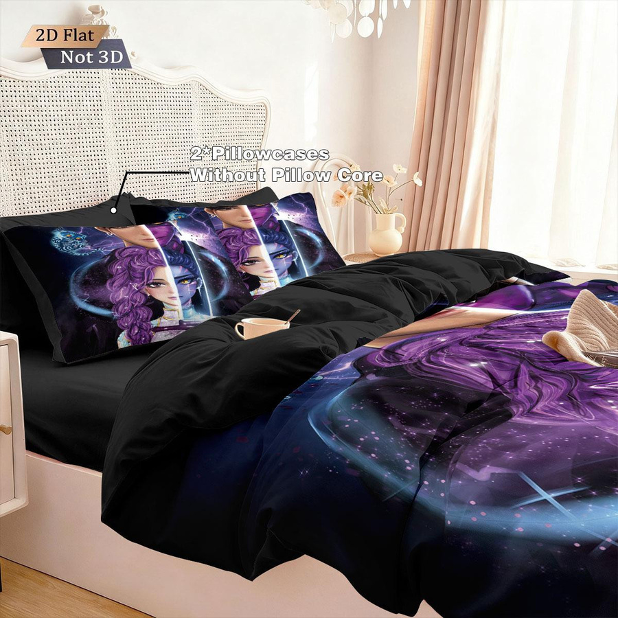 3-teiliges K-Pop Demon Hunters Bettwäsche-Set von A Family Of Home Textiles, kernlose Daunendecke mit Reißverschluss, Multicolor, B/H: 210 x 210 cm - Bild 2