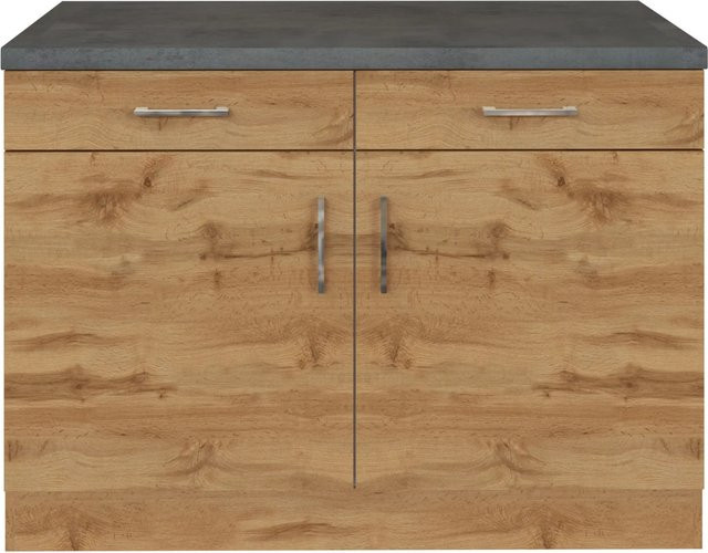 Held Möbel Küchen-Unterschrank Sorrento in Eiche Braun mit 2 Türen und 2 Schubladen, B/T/H: 100 x 60 x 85 cm - Bild 1