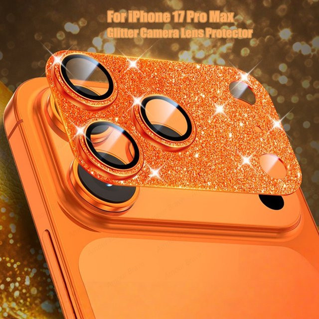 Amour Brave Glitzernder Metall-Kameraobjektivschutz für iPhone 17 Air 16 15 Plus 14 Pro Max aus Glas in Multicolour - Bild 1