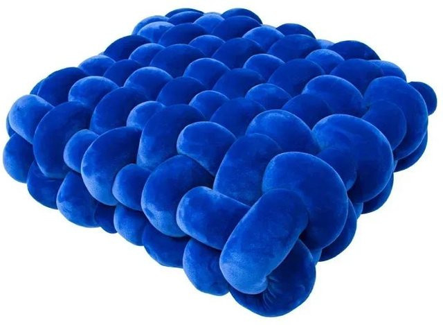 Dekoratives handgefertigtes Plüschkissen in Blau, nordisches Design mit Knotenoptik, rechteckig, B/H/T: 50 x 30 x 12 cm - Bild 1