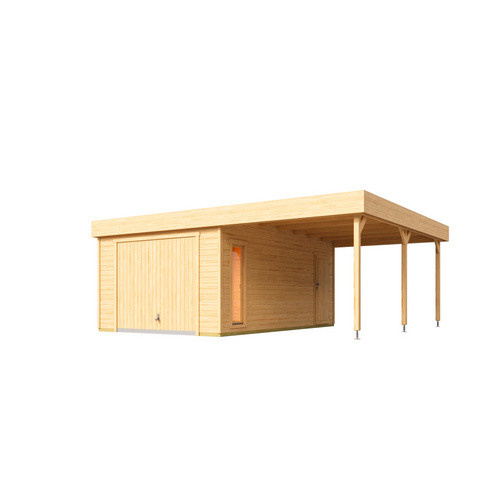 Lasita Maja Blockgarage Bahamas aus Holz mit Schwingtor und Seitentür in Rot, B/T/H: 820 x 560 x 251 cm - Bild 3