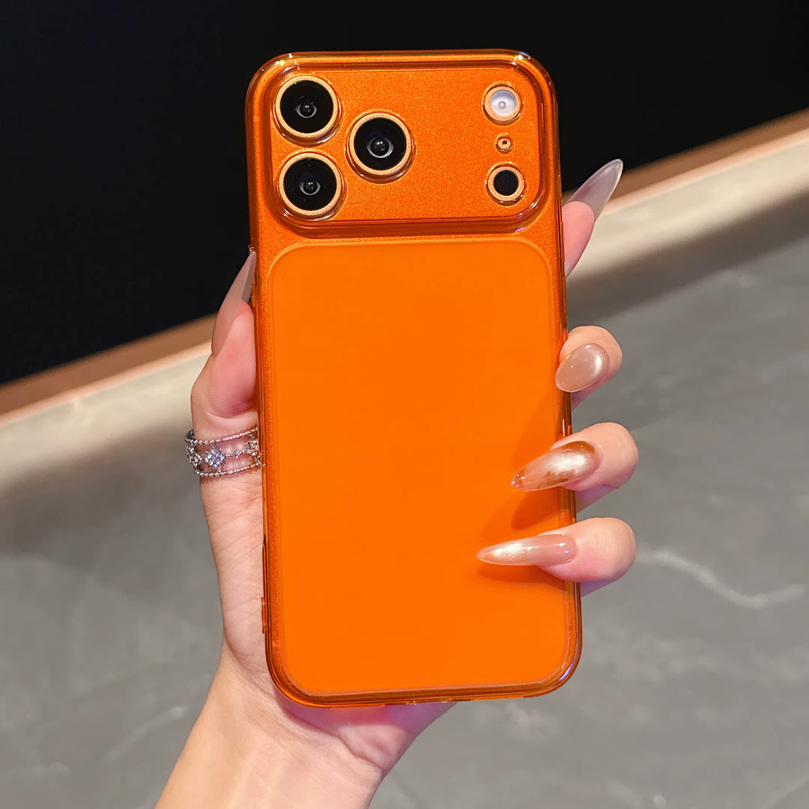 Großes Fenster Jelly Original Schutzhülle für iPhone 17, 16, 15, 14, 13 Pro Max in Orange, stoßfestes TPU und Silikon, transparent matt - Bild 3