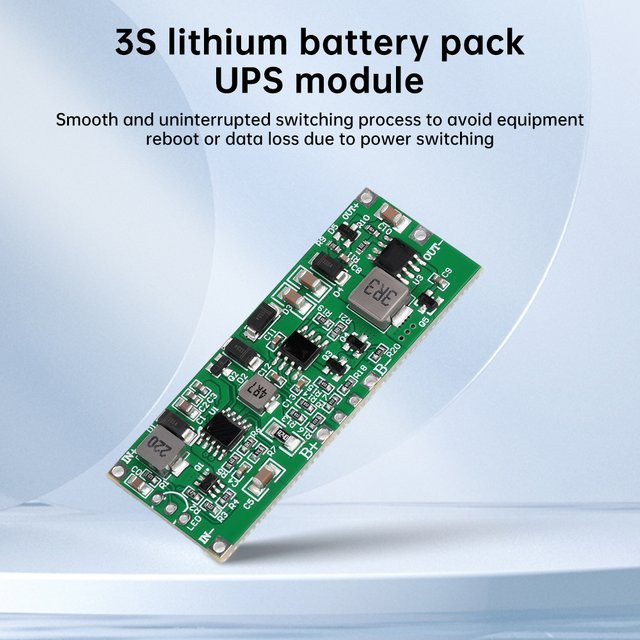 3S 12V Lithium-Batterie UPS-Modul mit Lade- und Entladefunktion sowie automatischer Umschaltung, 5 Stück, Grün - Bild 1