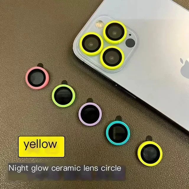 2-3 Stück Kamera Schutz Set für iPhone 15 16 Pro Max mit leuchtenden Keramik Objektiv Ringen und gehärtetem Glas in Blau und Multicolour - Bild 1