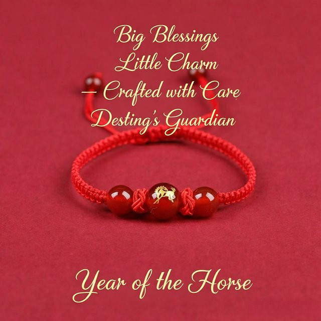 DUTRIEUX Armband, rote Schnur, Achat-Pferde-Charm, Perlen, Unisex - Bild 1