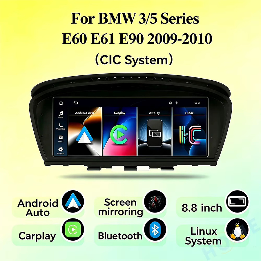 HIOUME Auto-Multimedia-Player mit 8,8 Zoll Touchscreen für BMW 3er und 5er Serie E60 E61 E62 E90 (2009-2010) mit CIC Linux-System, GPS, Bluetooth, CarPlay und Android Auto in Schwarz - Bild 6