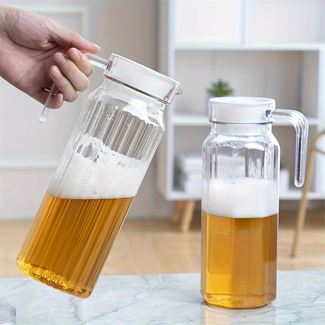YOCITY Wasserkrug aus Kunststoff mit Streifenmuster, 1,1 l, Transparent/Grau - Bild 1
