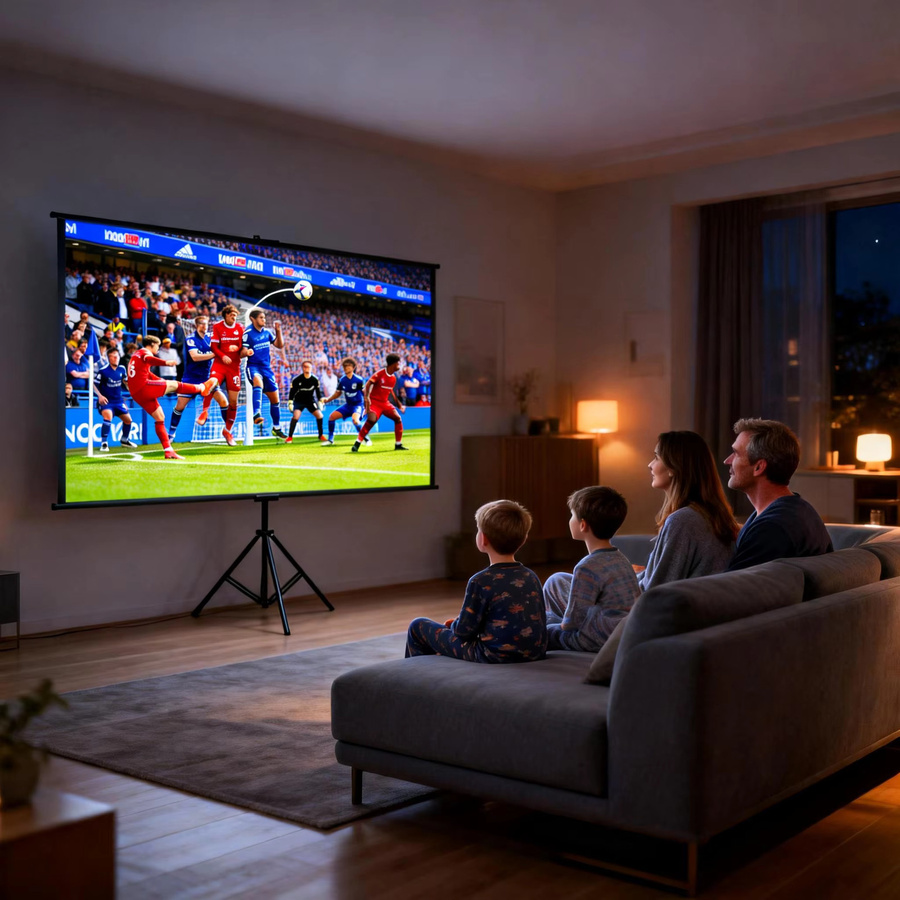 XIAOHUI 4K Projektionsbildschirm mit Ständer, faltbar, weiß, 16:9 Format, 84 bis 120 Zoll für Heimkino drinnen und draußen - Bild 4