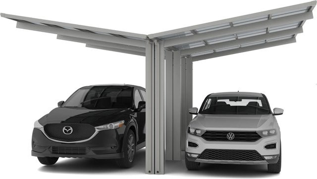 Ximax Doppelcarport Linea-110 Y-Ausführung in Edelstahl-Look, B/T: 547,6 x 495,4 cm, silberfarben - Bild 1