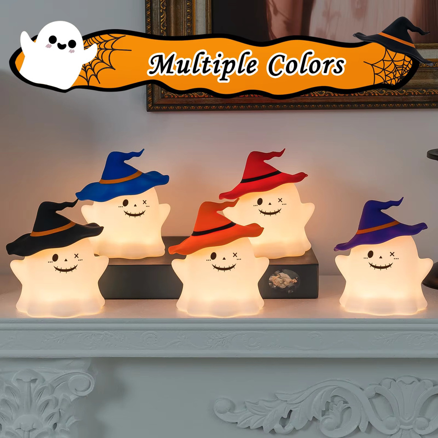 HPH Halloween Nachtlampe aus Silikon, wiederaufladbare Cartoon-Tischlampe in Weiß für das Kinderzimmer - Bild 2