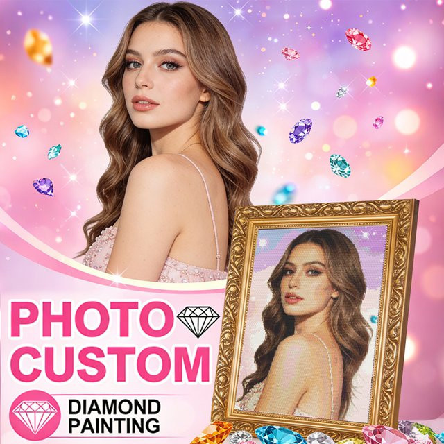 HUACAN Diamantmalerei mit eigenem Foto als personalisiertes Strass-Mosaik-Kunstset, rund, mehrfarbig, Durchmesser: 20 cm - Bild 1