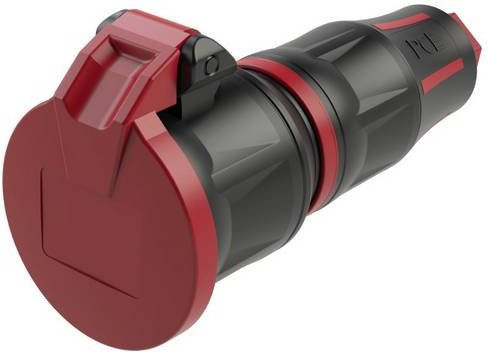 PC Electric Schutzkontaktkupplung 24732-src aus Gummi und PA6 in Schwarz und Rot mit IP54 Schutzart - Bild 1