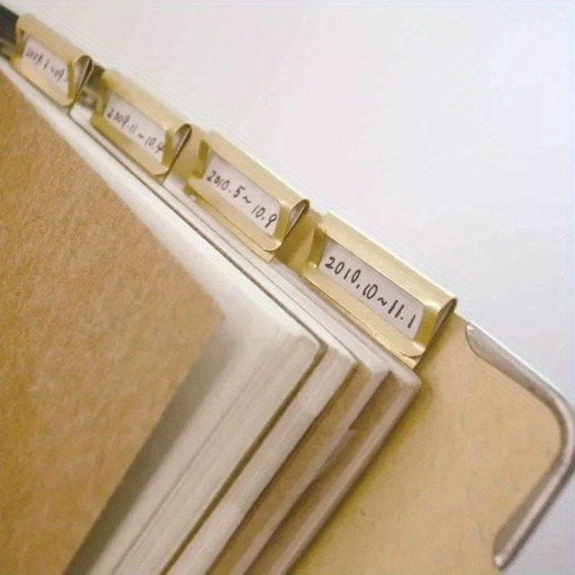 6 Stück Retro-Lesezeichen-Clips aus Messing in Gold für Midori Travelers Notebook und Planer mit Rindsleder-Index - Bild 1