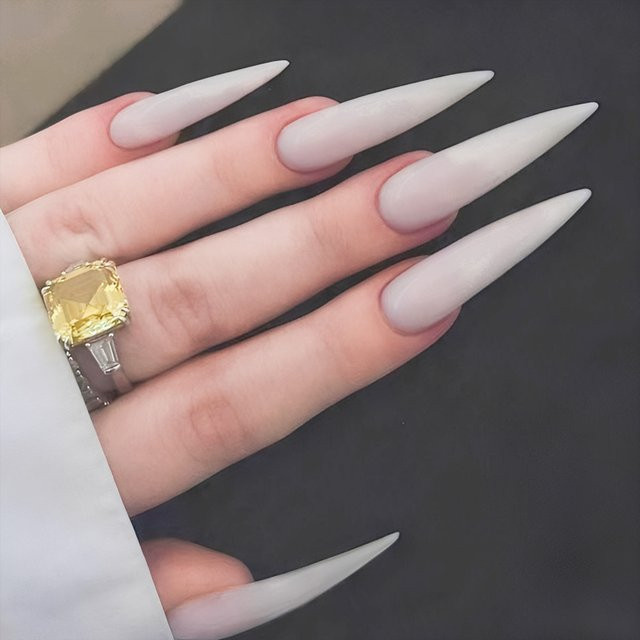 YADORNOS Kunstnägel, Stiletto, Milchweiß, 24 Stück - Bild 1