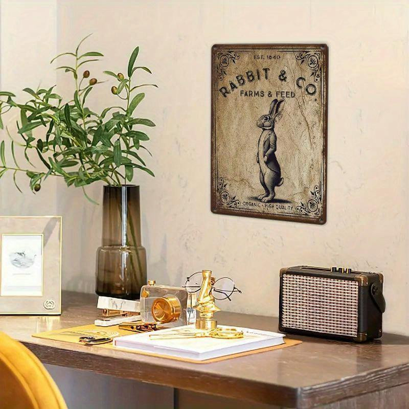 ZX ART Vintage Osterhase Metallschild als rustikale Wandkunst für Ostern, B/H: 20 x 30 cm - Bild 3
