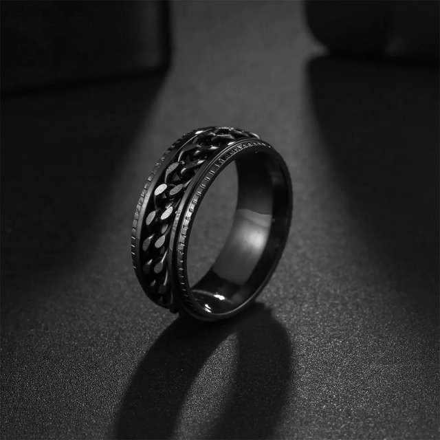 YIRAN Fidget-Ringe, Titan, Edelstahl, Schwarz, Herren - Bild 1