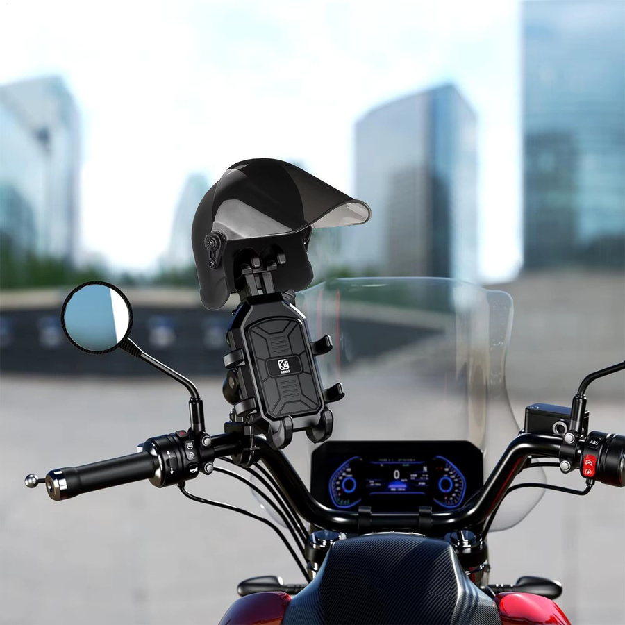 Wasserdichter Handyhalter für Motorradhelm und Sonnenhut in Schwarz mit integriertem Regenschutz und Sonnenschutz - Bild 4