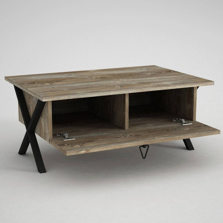 Couchtisch Zeth in Eiche Nachbildung mit Melaminbeschichtung, Braun, B/H/T: 90 x 39 x 60 cm - Bild 2