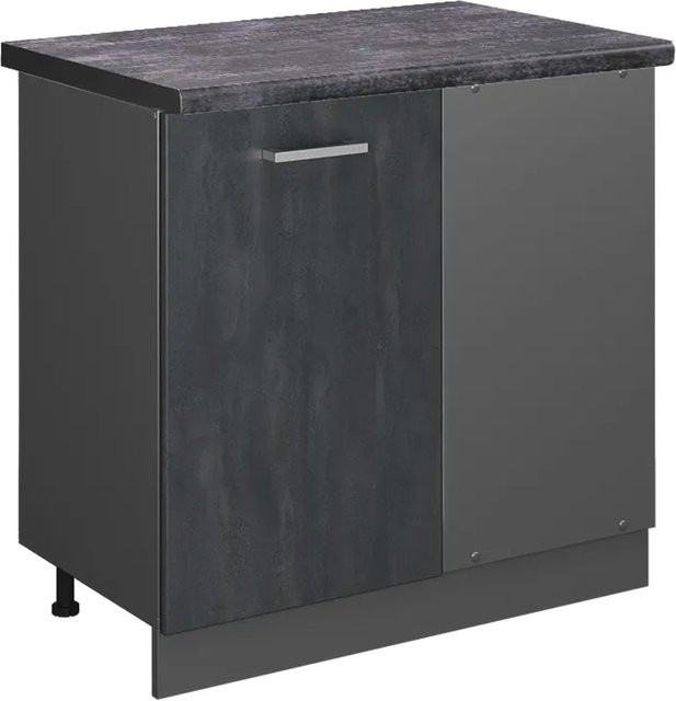 Vicco Eckunterschrank R-Line mit Arbeitsplatte in Schwarz Beton und Anthrazit, Breite: 86 cm - Bild 2